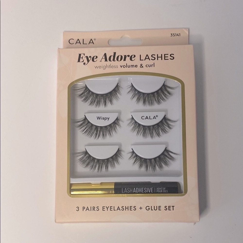 2/$20 CALA Eye Adore Lashes –Weightless, Volume & Curl 3pairs with Lash Adhesive